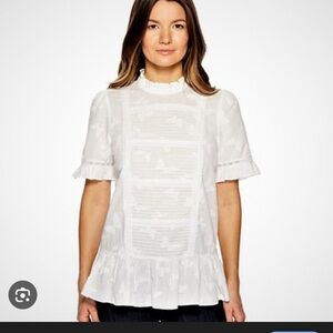 Kate Spade Blouse Flowy Top Butterfly Clipped Flounce.